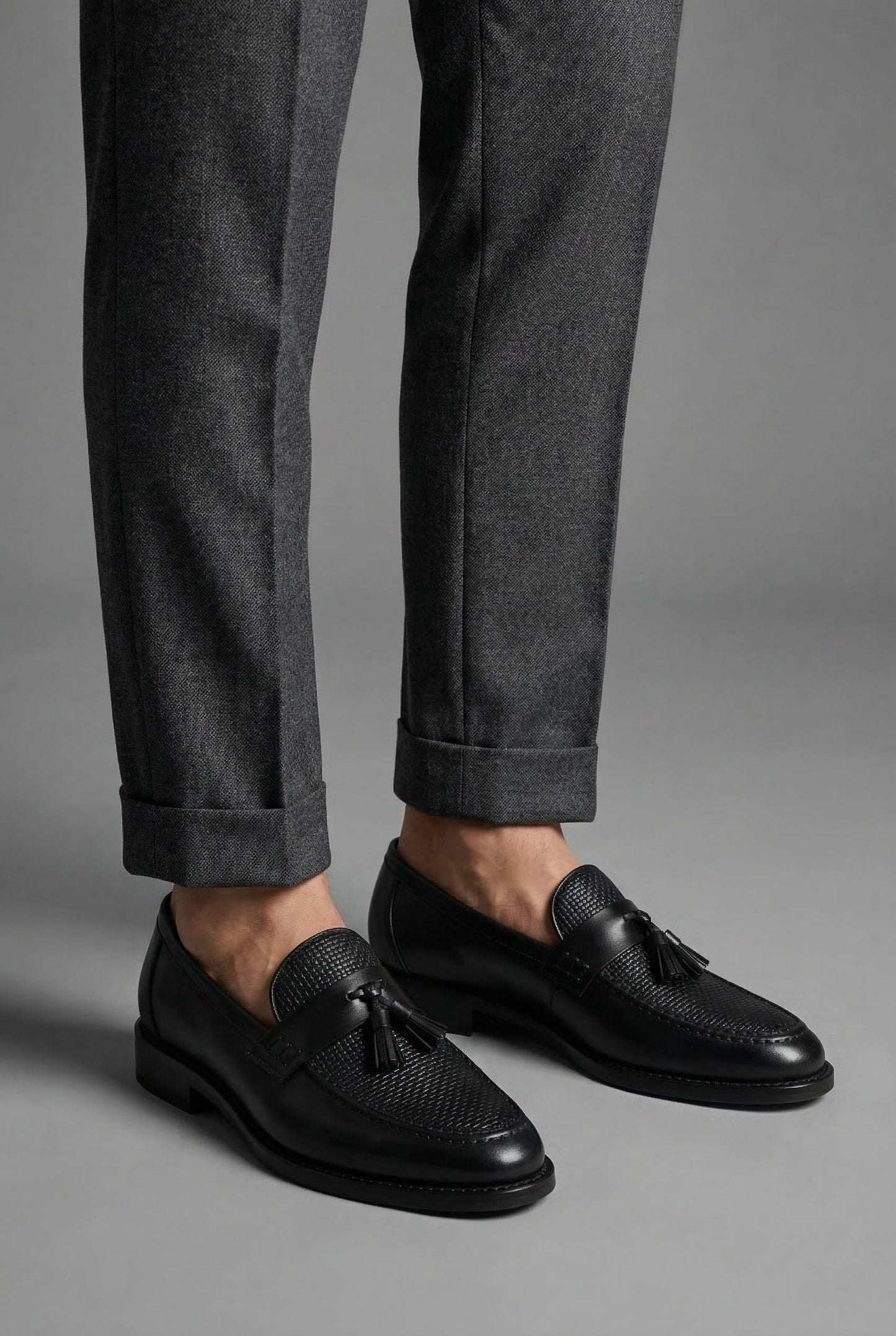 Men's Woven Tassel Slip On Loafers