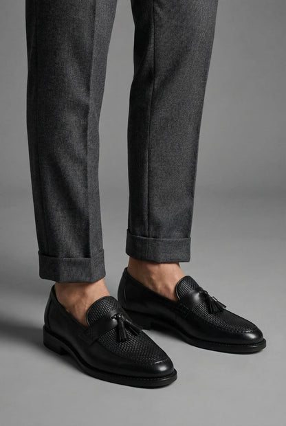 Men's Woven Tassel Slip On Loafers