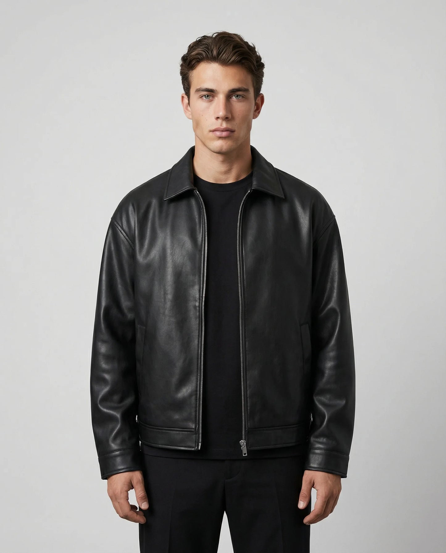 Men’s Zip Faux Leather Jacket