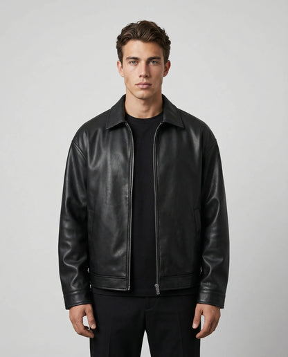 Men’s Zip Faux Leather Jacket