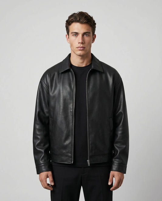 Men’s Zip Faux Leather Jacket