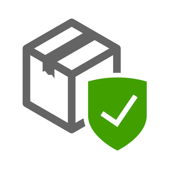 ILYNORA shipping protection icon, package with shield and checkmark for order safety