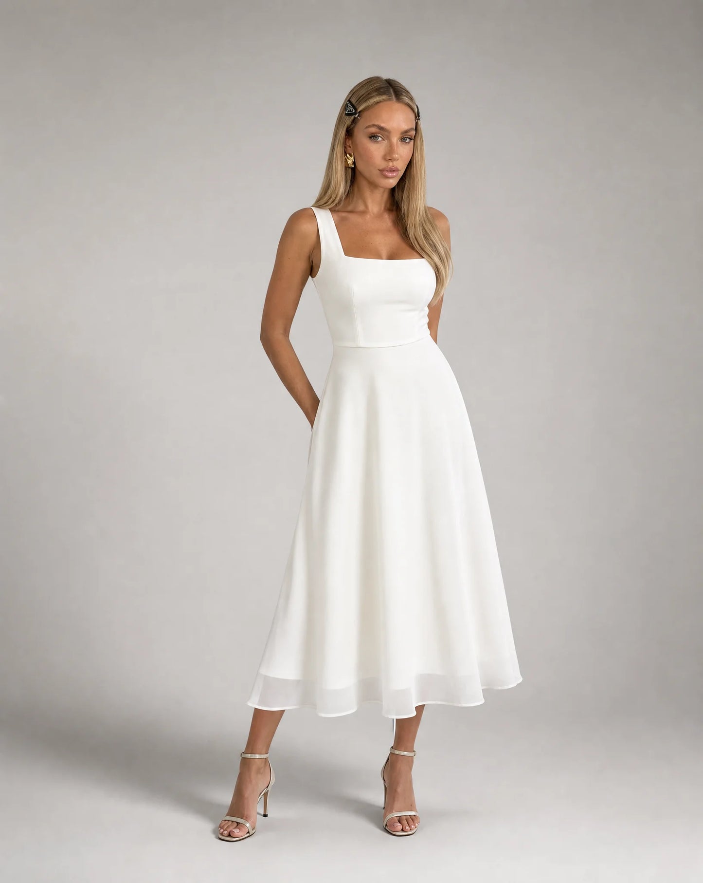 Women's Square Neck Midi Dress – ILYNORA