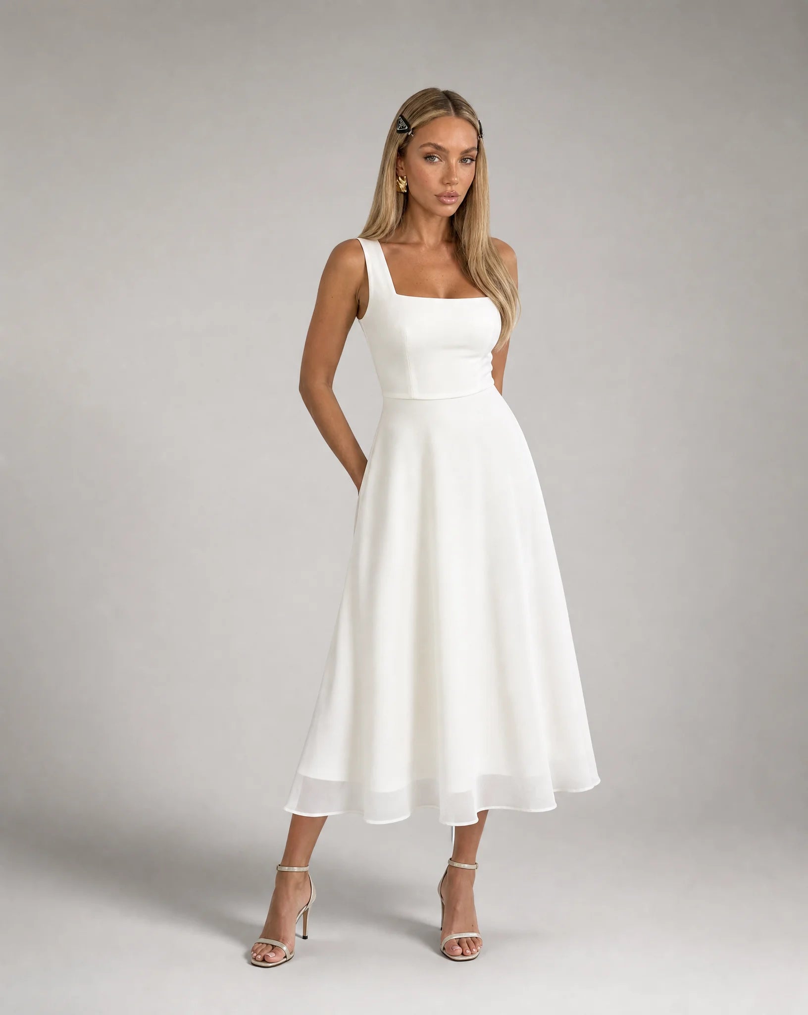 Women's Square Neck Midi Dress – ILYNORA
