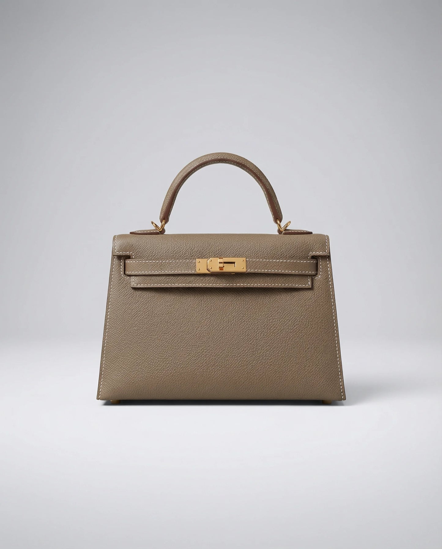 Structured Top Handle Bag with Gold Lock