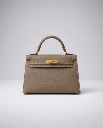 Structured Top Handle Bag with Gold Lock