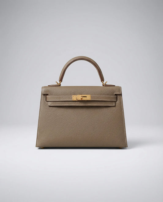 Structured Top Handle Bag with Gold Lock