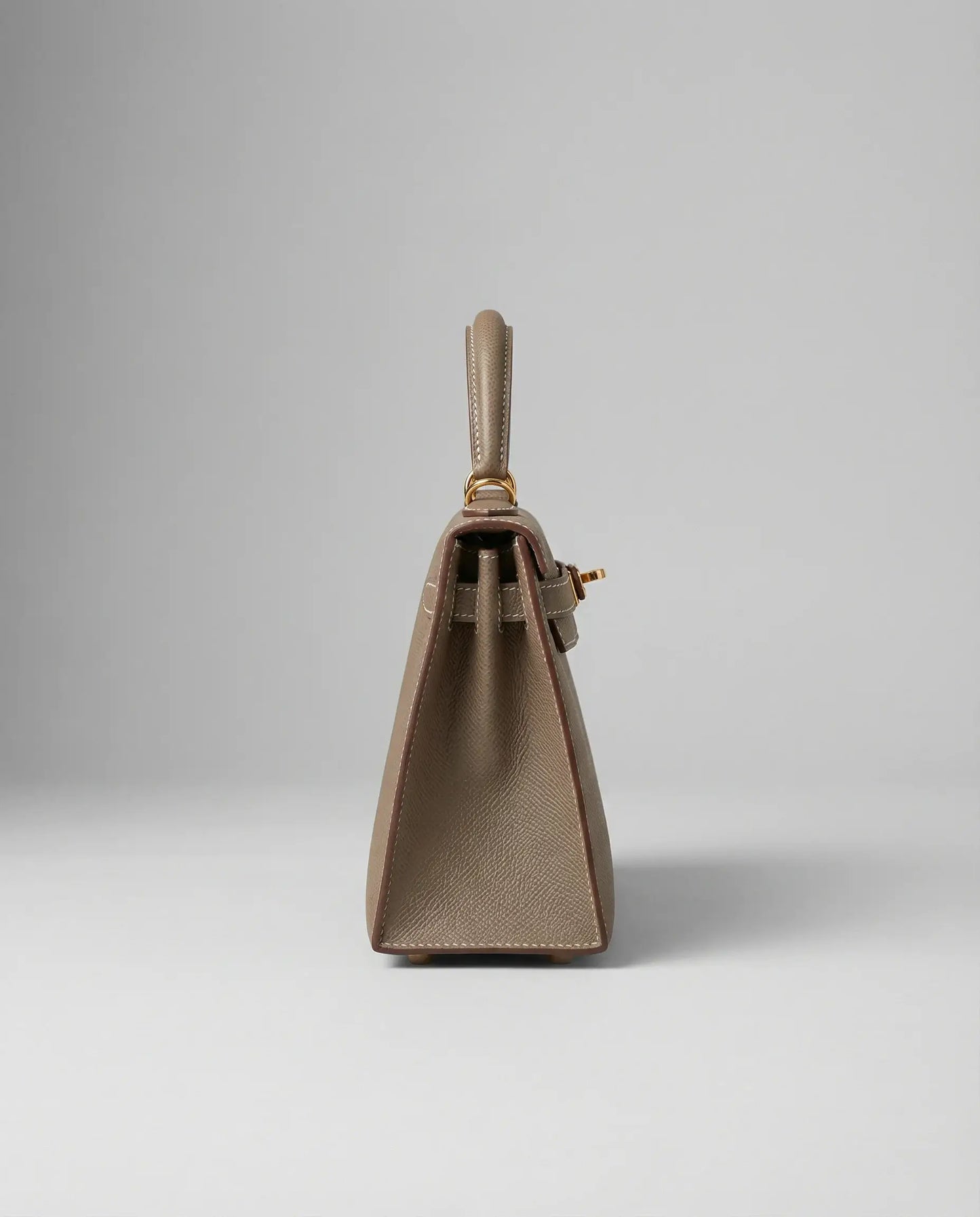 Structured Top Handle Bag with Gold Lock