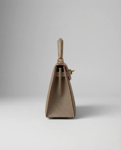 Structured Top Handle Bag with Gold Lock