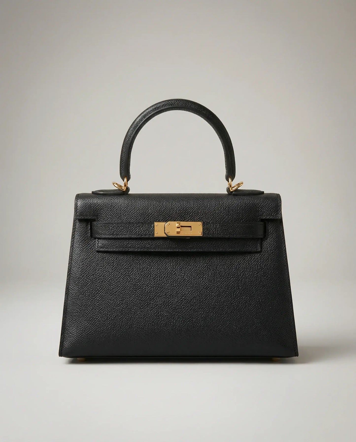 Structured Top Handle Bag with Gold Lock