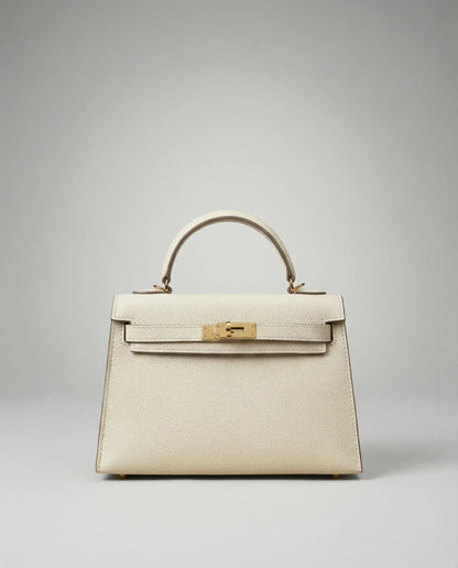 Structured Top Handle Bag with Gold Lock