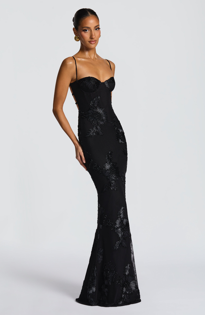 Women's Beaded Mermaid Maxi Evening Dress