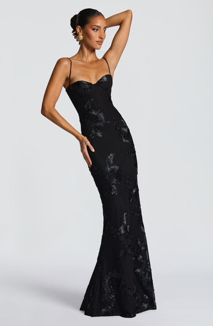 Women's Beaded Mermaid Maxi Evening Dress
