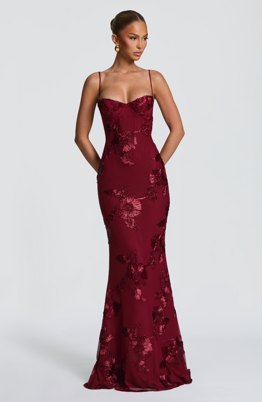 Women's Beaded Mermaid Maxi Evening Dress
