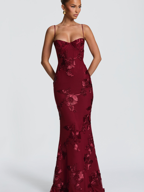 Women's Beaded Mermaid Maxi Evening Dress