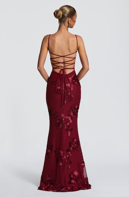 Women's Beaded Mermaid Maxi Evening Dress
