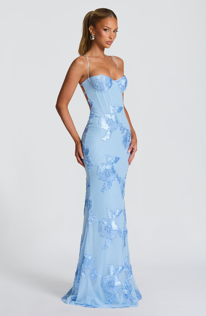 Women's Beaded Mermaid Maxi Evening Dress