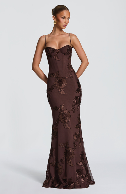 Women's Beaded Mermaid Maxi Evening Dress