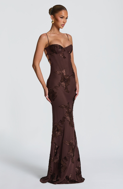Women's Beaded Mermaid Maxi Evening Dress