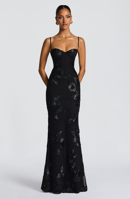 Women's Beaded Mermaid Maxi Evening Dress