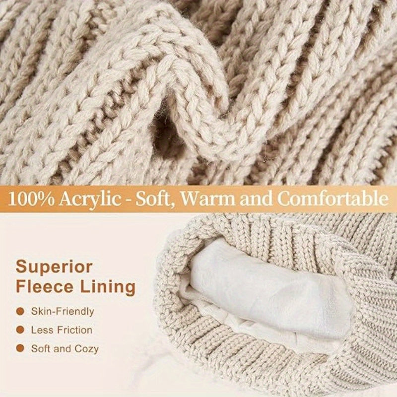 Women's 3-Piece Knit Set Hat, Scarf & Gloves