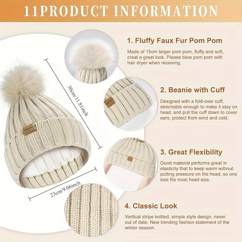 Women's 3-Piece Knit Set Hat, Scarf & Gloves