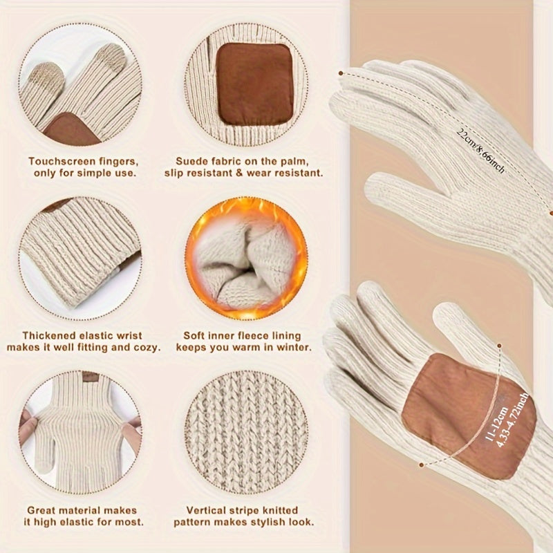 Women's 3-Piece Knit Set Hat, Scarf & Gloves