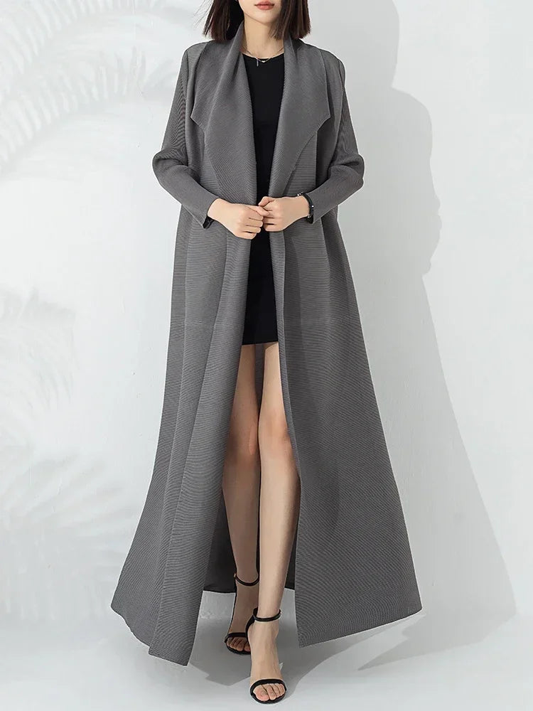Women's Belted A Line Winter Coat with Notch Lapel