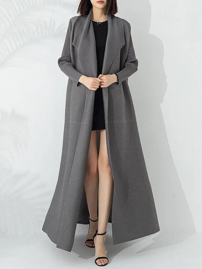 Women's Belted A Line Winter Coat with Notch Lapel