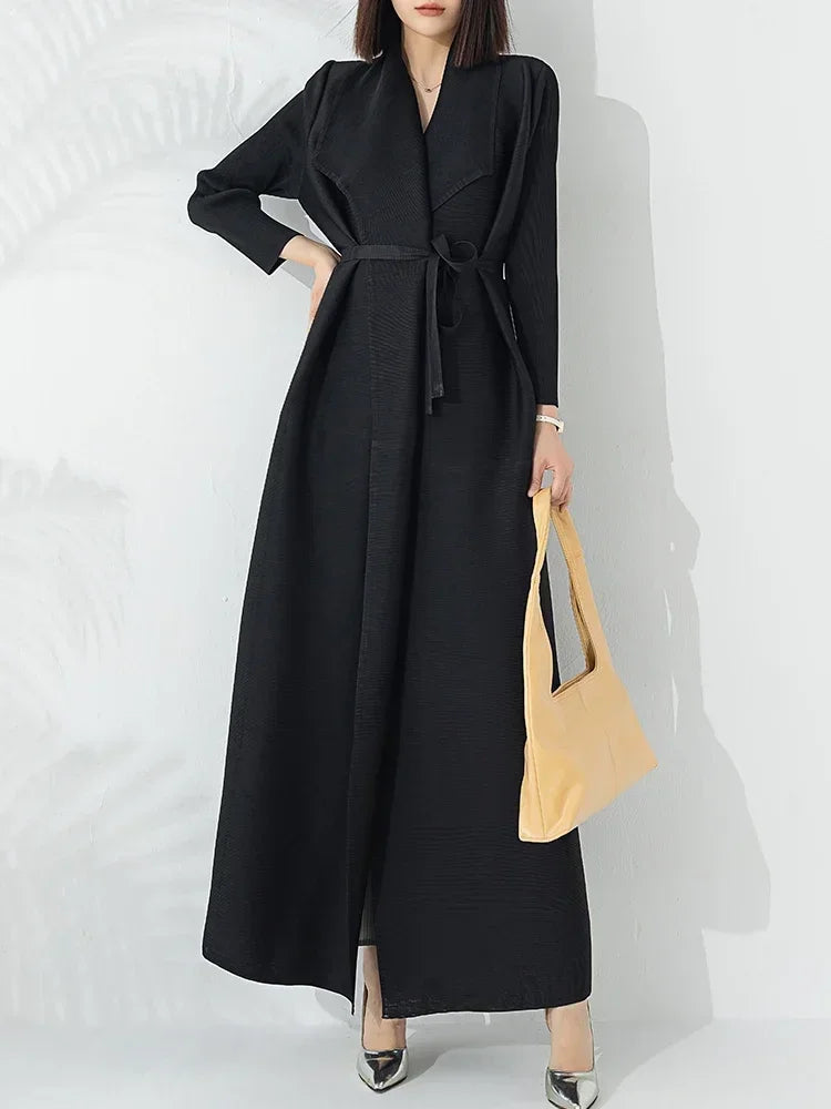 Women's Belted A Line Winter Coat with Notch Lapel