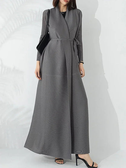 Women's Belted A Line Winter Coat with Notch Lapel