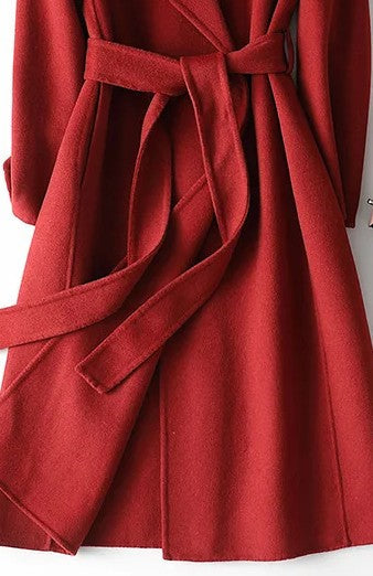 Women's Belted A Line Wrap Coat With Notch Lapel