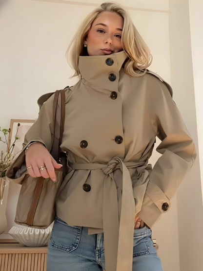 Women's Belted Double Breasted Trench Jacket