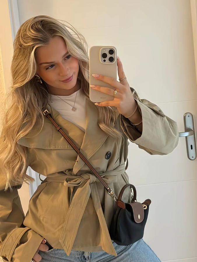 Women's Belted Double Breasted Trench Jacket