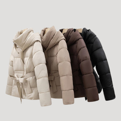 Women's Belted Hooded Puffer Jacket
