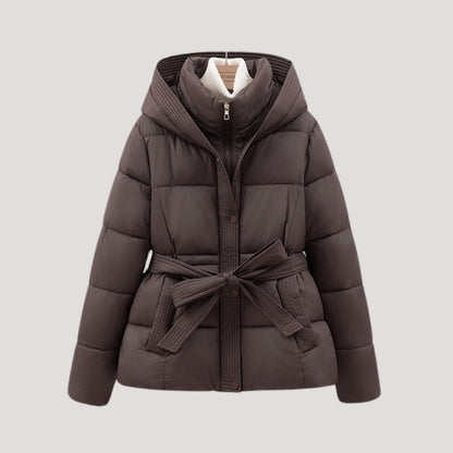 Women's Belted Hooded Puffer Jacket