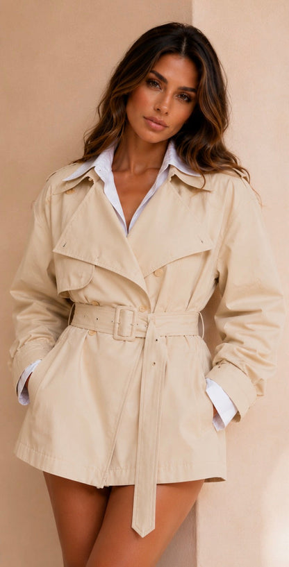 Women's Belted Short Trench Jacket