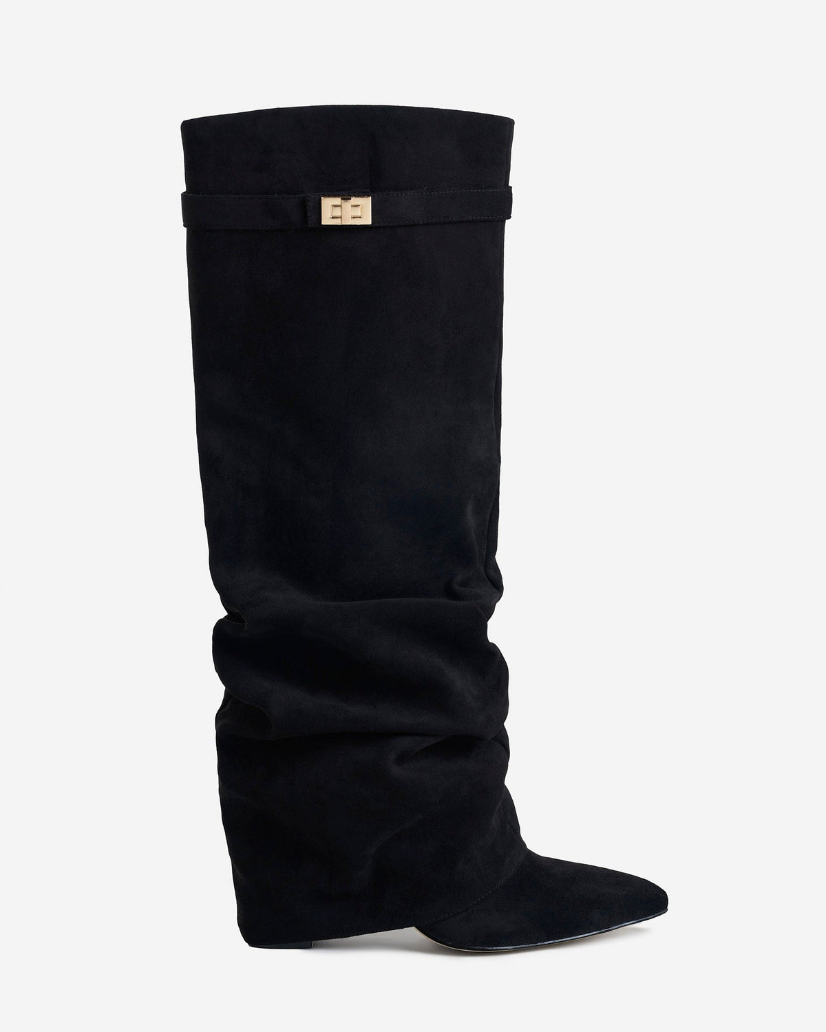 Women's Black Knee High Boots Hidden Heel Design