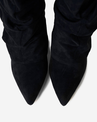 Women's Black Knee High Boots Hidden Heel Design