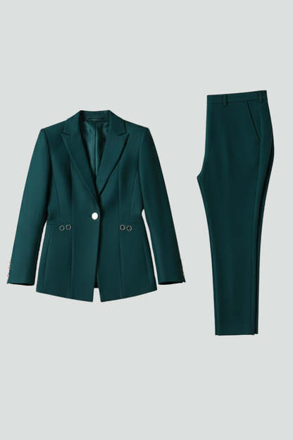 Women's Blazer Set with One Button and Straight Trousers