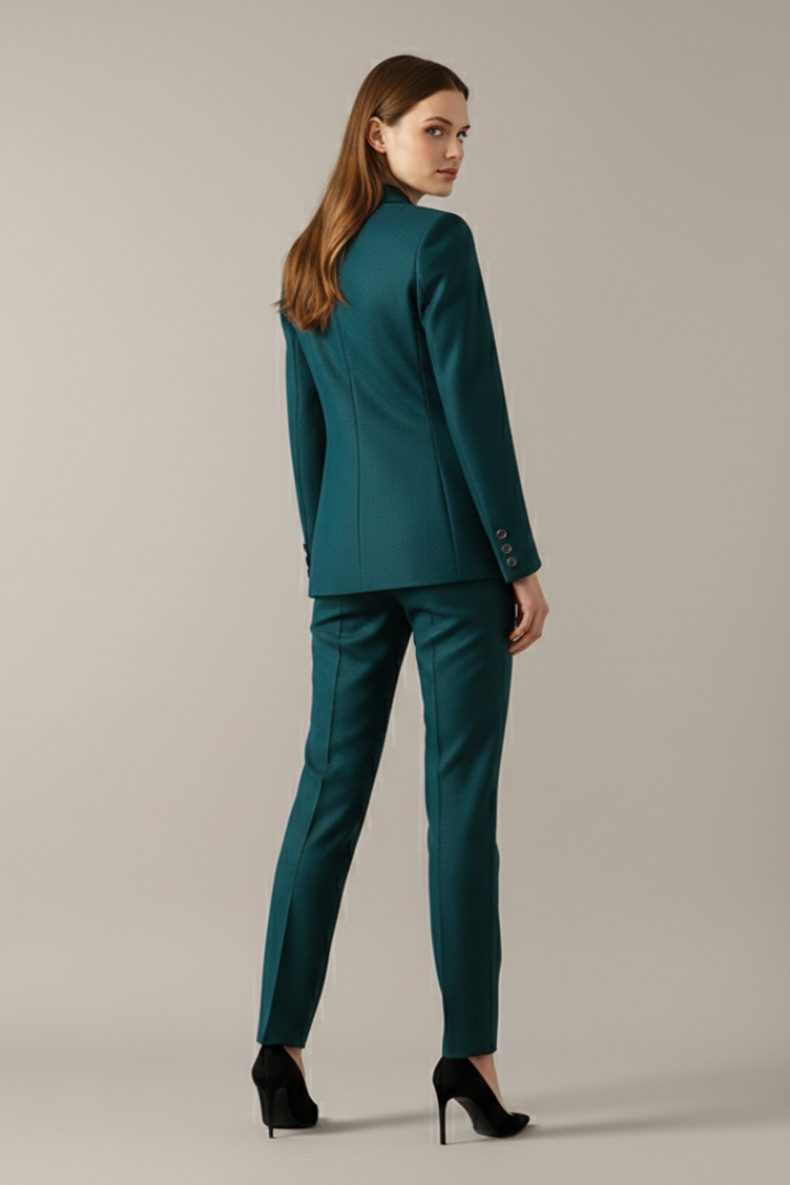 Women's Blazer Set with One Button and Straight Trousers