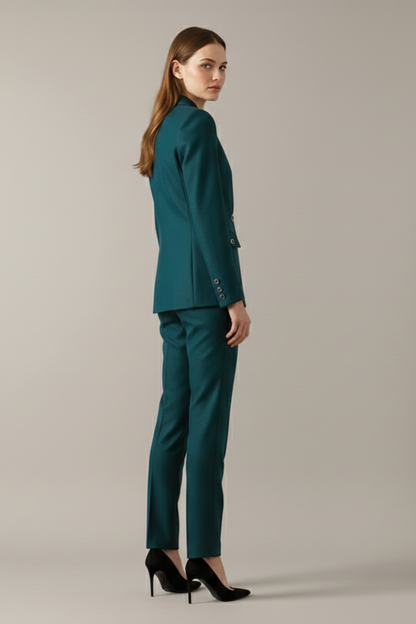 Women's Blazer Set with One Button and Straight Trousers