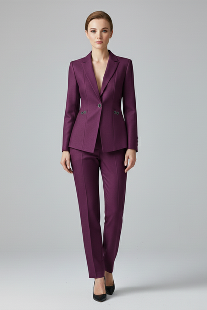 Women's Blazer Set with One Button and Straight Trousers