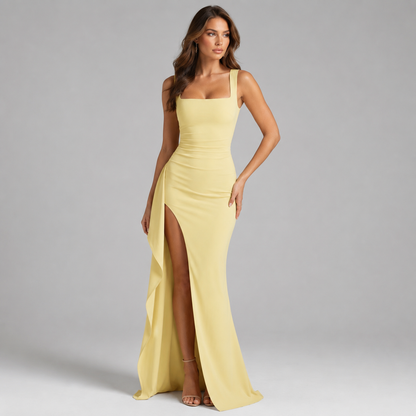 Women's Bodycon Slip Maxi Dress with Open Back