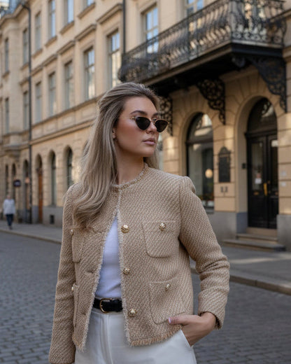 Women's Boxy Tweed Jacket with Pockets