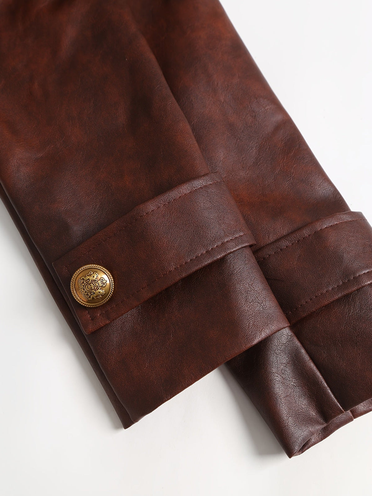 Women's Brown Distressed Double Breasted Winter Coat with Belt