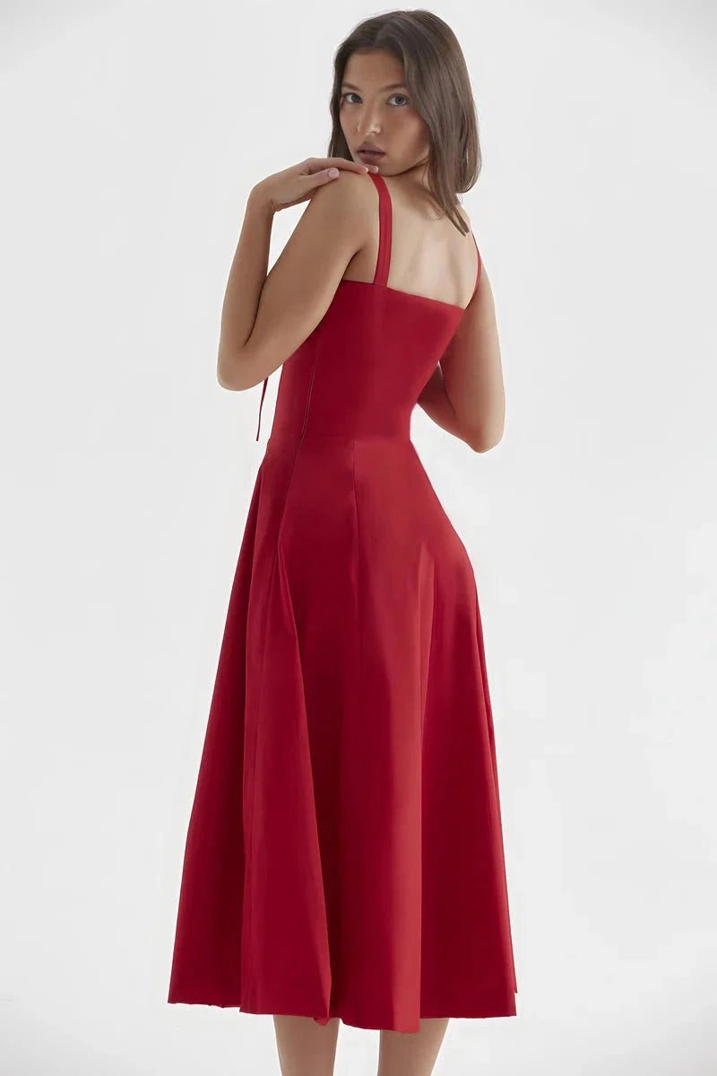 Women's Bustier Floral Corset Midi Dress with Slit