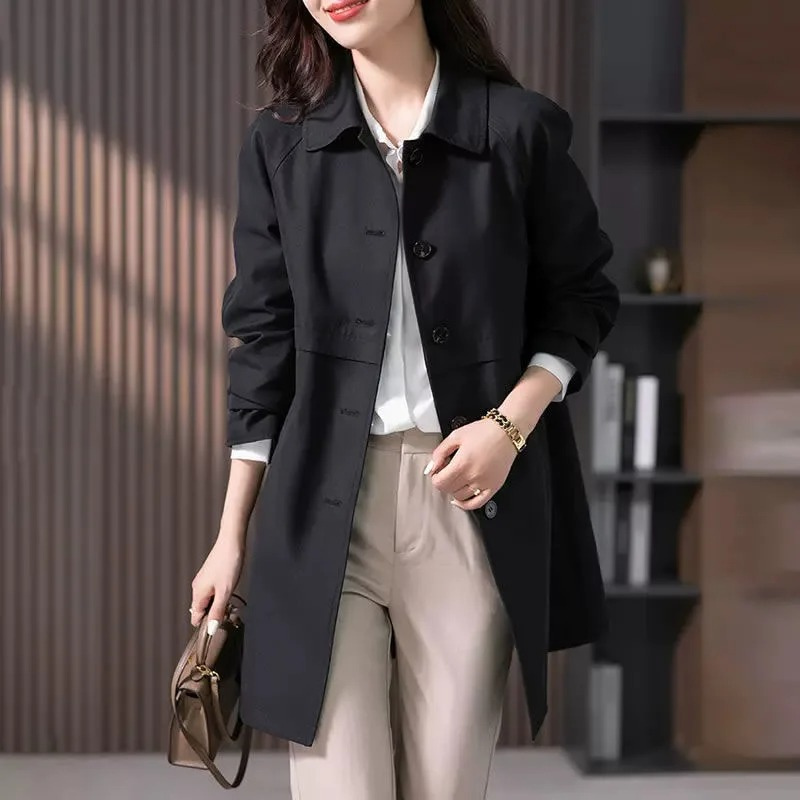 Women's Button-Up Short Trench Coat