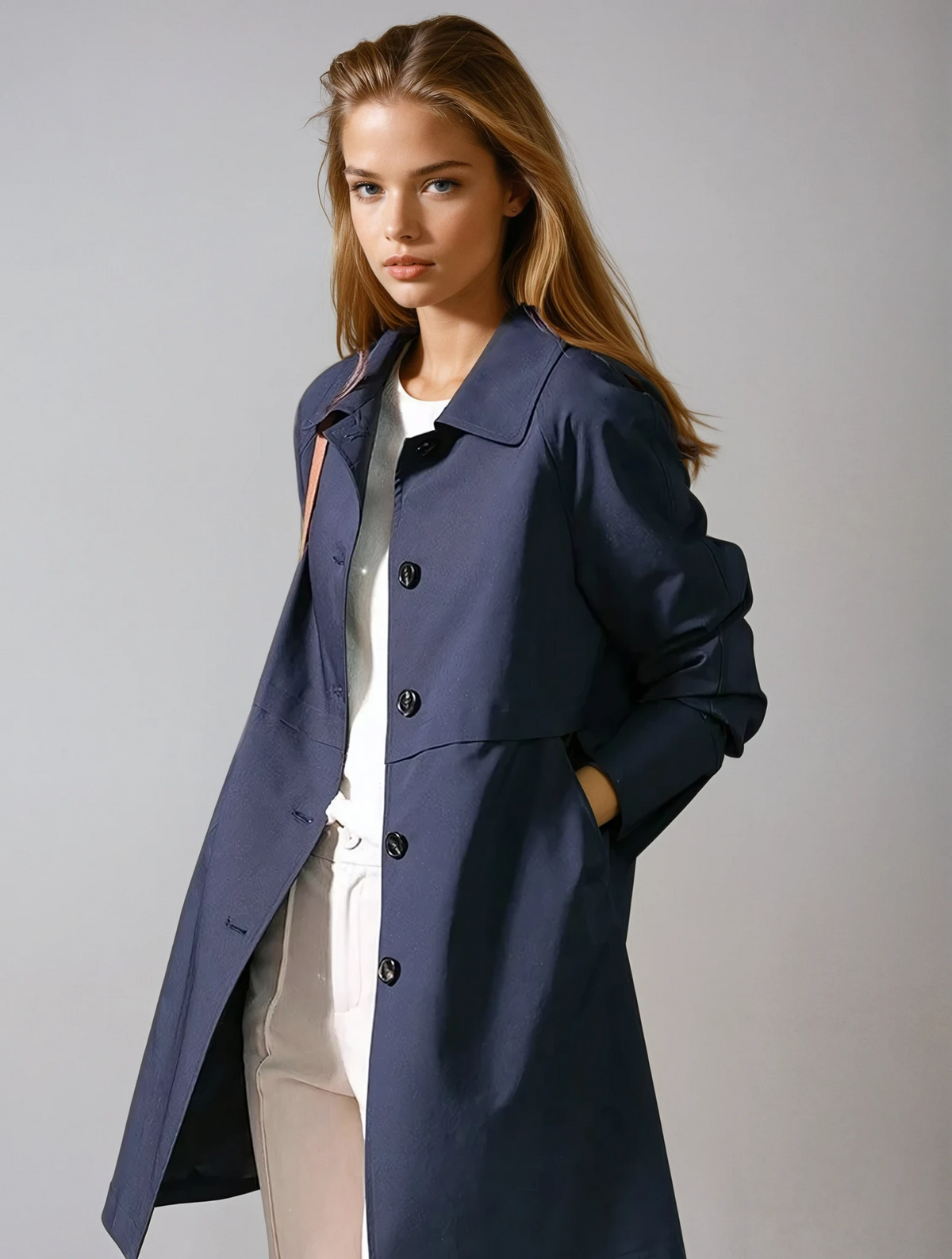 Women's Button-Up Short Trench Coat