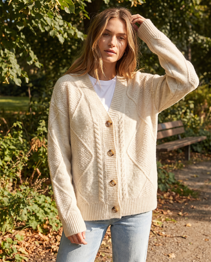 Women's Cable Knit Button-Front Cardigan